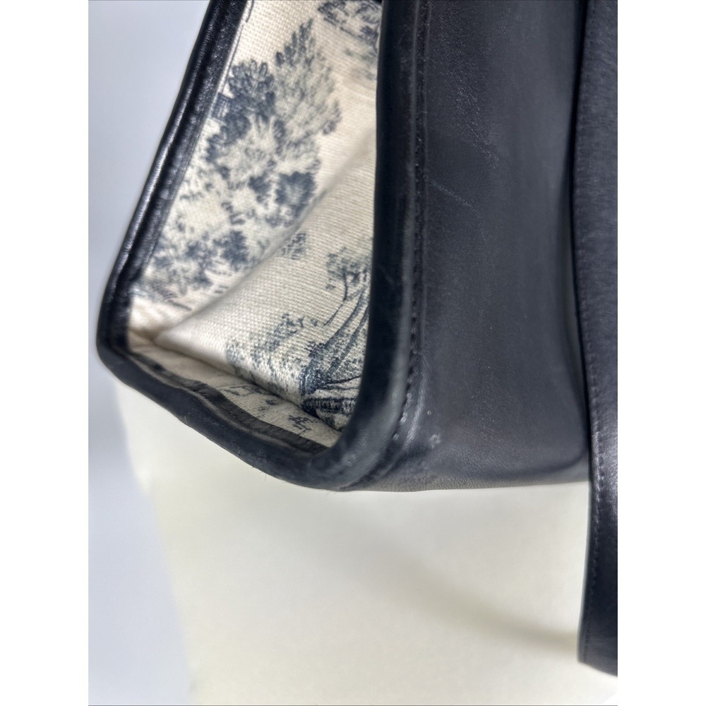 Brighton Martine Purse Black Croc Embossed Leather Canvas Blue Toile Shoulder - Picture 13 of 14